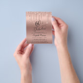 Budget Roos Gold Glitter 60th Birthday Invitation Flyer (Hand)