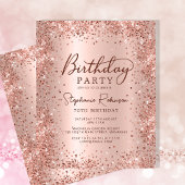 Budget Roos Gold Glitter 70th Birthday Invitation