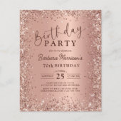 Budget Roos Gold Glitter 70th Birthday Invitation Flyer (Voorkant)