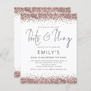 BUDGET Roos Gold Glitter Bachelorette Disco nodigt