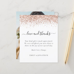 Budget Roos Gold Glitter Bedankt voor het bruiloft