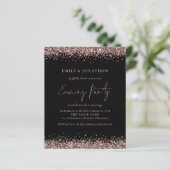 BUDGET Roos Gold Glitter Black Evening Uitnodiging (Staand voorkant)