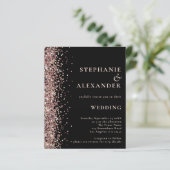 Budget Roos Gold Glitter Black QR Wedding Invite (Staand voorkant)
