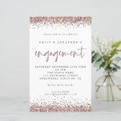 Budget Roos Gold Glitter Borders Verloving Uitnodi (Staand voorkant)