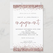 Budget Roos Gold Glitter Borders Verloving Uitnodi (Voorkant)