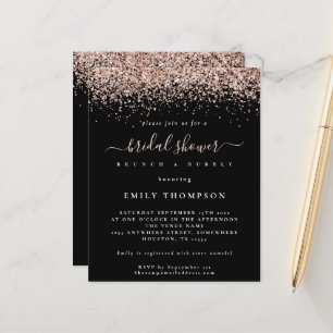 Budget Roos Gold Glitter Bridal Shower Uitnodiging