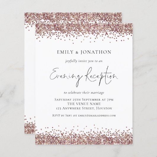 BUDGET Roos Gold Glitter Evening Reception (Voorkant / Achterkant)