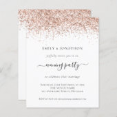 Budget Roos Gold Glitter Evening Wedding Invite (Voorkant / Achterkant)