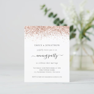 Budget Roos Gold Glitter Evening Wedding Invite