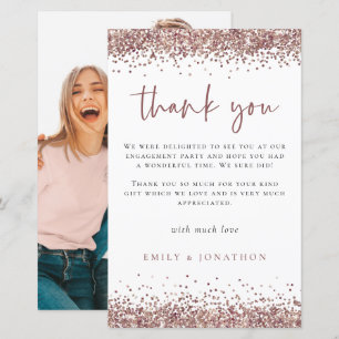 Budget Roos Gold Glitter Foto Verloving Bedankt
