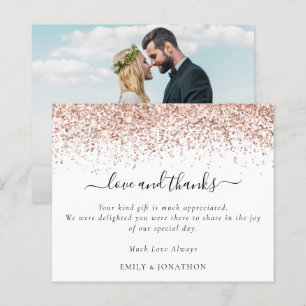 Budget Roos Gold Glitter Foto Weddenschap Dank u