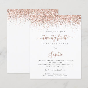 Budget Roos Gold Glitter Girly 21ste Party Invite