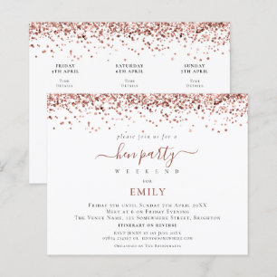 Budget Roos Gold Glitter Hen Do Itinerary Invite
