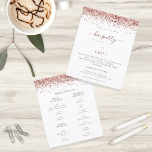 Budget Roos Gold Glitter Hen Do Itinerary Invite