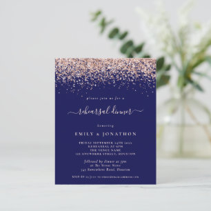 Budget Roos Gold Glitter Navy Rehearsal Dinner