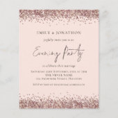 BUDGET Roos Gold Glitter Pink Evitation Invitation (Voorkant)