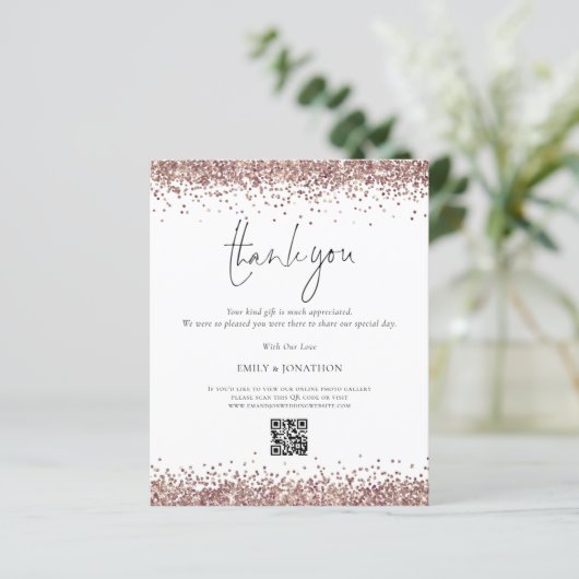 Budget Roos Gold Glitter QR Code Weddenschap Harte (Staand voorkant)
