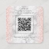 Budget Roos Gold Glitter QR Code Weddenschap Uitno Vierkante Visitekaartje (Voorkant)