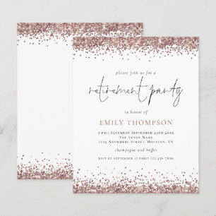 Budget Roos Gold Glitter Retirement Party Invite