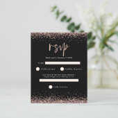 Budget Roos Gold Glitter Script Black RSVP (Staand voorkant)
