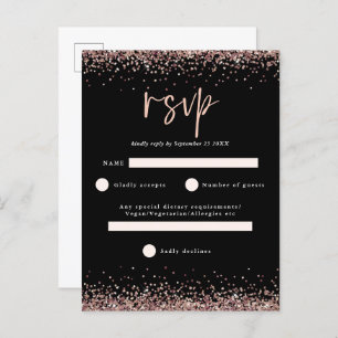 Budget Roos Gold Glitter Script Black Weddenschap  Briefkaart