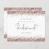 Budget Roos Gold Glitter Script Bridesmaid Request (Voorkant / Achterkant)