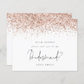 Budget Roos Gold Glitter Script Bridesmaid Request (Voorkant / Achterkant)