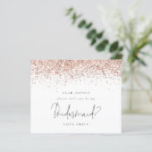 Budget Roos Gold Glitter Script Bridesmaid Request (Staand voorkant)