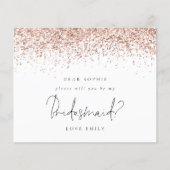 Budget Roos Gold Glitter Script Bridesmaid Request (Voorkant)