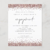 Budget Roos Gold Glitter Script Verloving Uitnodig (Voorkant)
