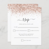 Budget Roos Gold Glitter script Wedding RSVP (Voorkant / Achterkant)
