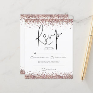 Budget Roos Gold Glitter Script Weduwschap RSVP