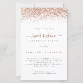 Budget Roos Gold Glitter Sweet 16 Birthday Invite (Voorkant)