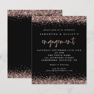 Budget Roos Gold Glitter Verloving Black Uitnodigi