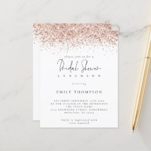 Budget Roos Gold Glitter Vrijgezellenfeest Uitnodi