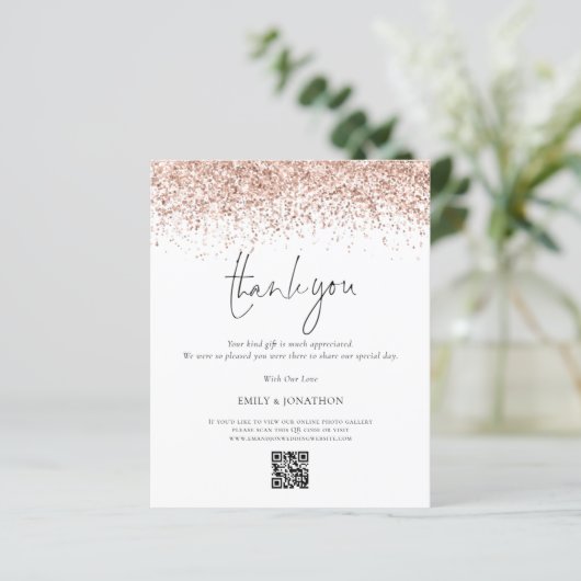 Budget Roos Gold Glitter Weddenschap QR Code Harte (Staand voorkant)