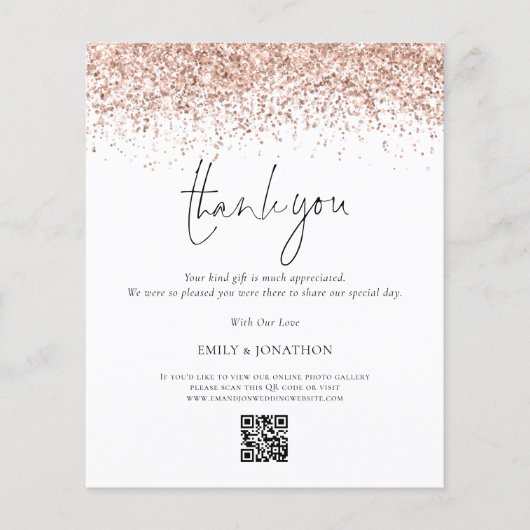 Budget Roos Gold Glitter Weddenschap QR Code Harte (Voorkant)