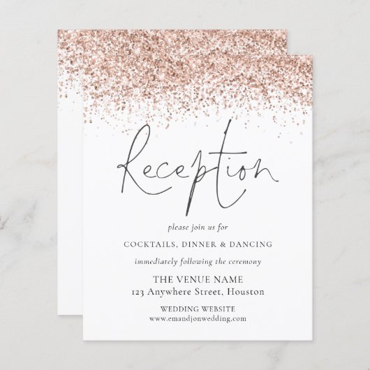 Budget Roos Gold Glitter Weddenschappen Reception  (Voorkant / Achterkant)