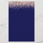 Budget Roos Gold Glitter Wedding Navy Blush Invite (Achterkant)
