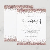 Budget Roos Gold Glitter Wedding White Uitnodiging (Voorkant / Achterkant)