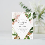 Budget Roos Gold Greenery Wedding Invitations (Staand voorkant)