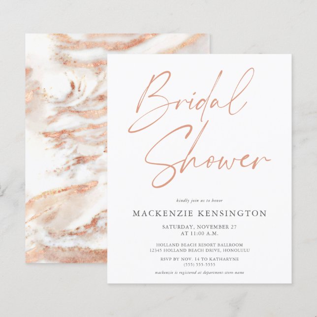 BUDGET Roos Gold Marble Bridal Shower (Voorkant / Achterkant)
