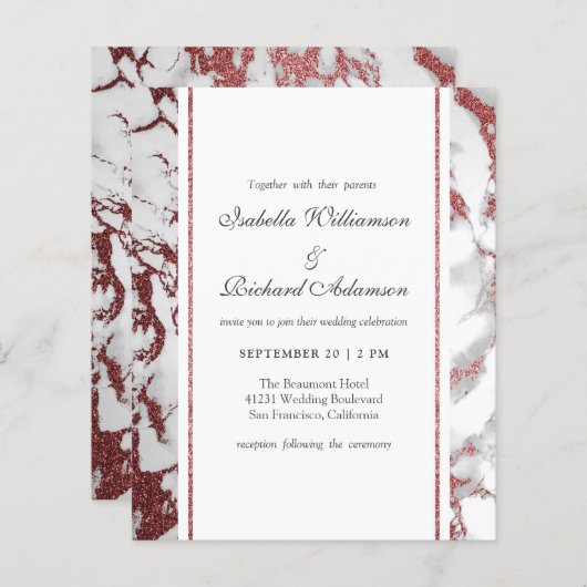 Budget Roos Gold Marble Classic Typography Weddend (Voorkant / Achterkant)