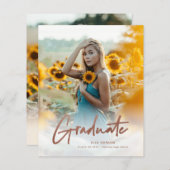 Budget Roos Gold Photo Graduparty Uitnodiging (Voorkant / Achterkant)