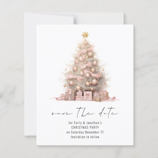 Budget Roos Gouden Kerstboom Save the Date (Voorkant)