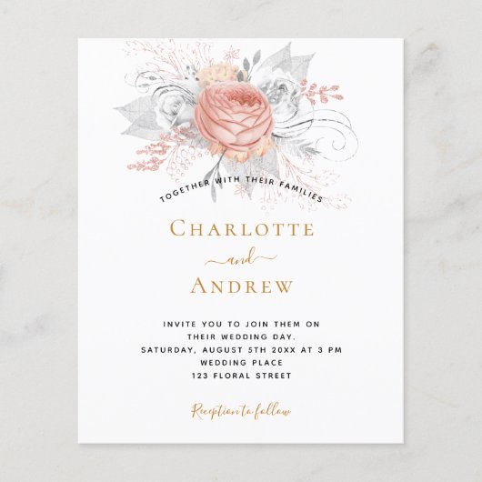 Budget roos goudfloral Silver bruiloft (Voorkant)