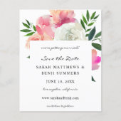 Budget Rose et Blanc Fleurs Grises Cartes de Réser (Devant)