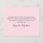 Budget rose floral photo Carte de remerciements bé (Dos)