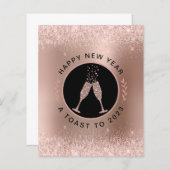 Budget Rose Gold Champagne Toast Carte Nouvel An (Devant / Derrière)