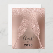 Budget Rose Gold Metallic 2022 Carte Nouvel An (Devant / Derrière)